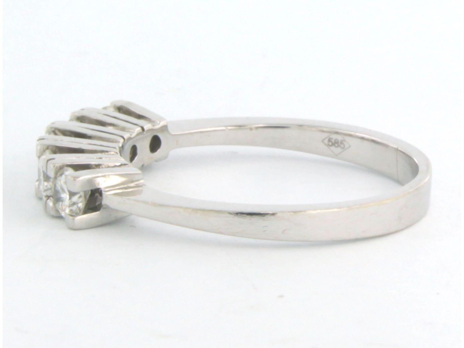 Riviera ring with brilliant cut diamonds up to 0.73ct 14k white gold In New Condition For Sale In The Hague, ZH