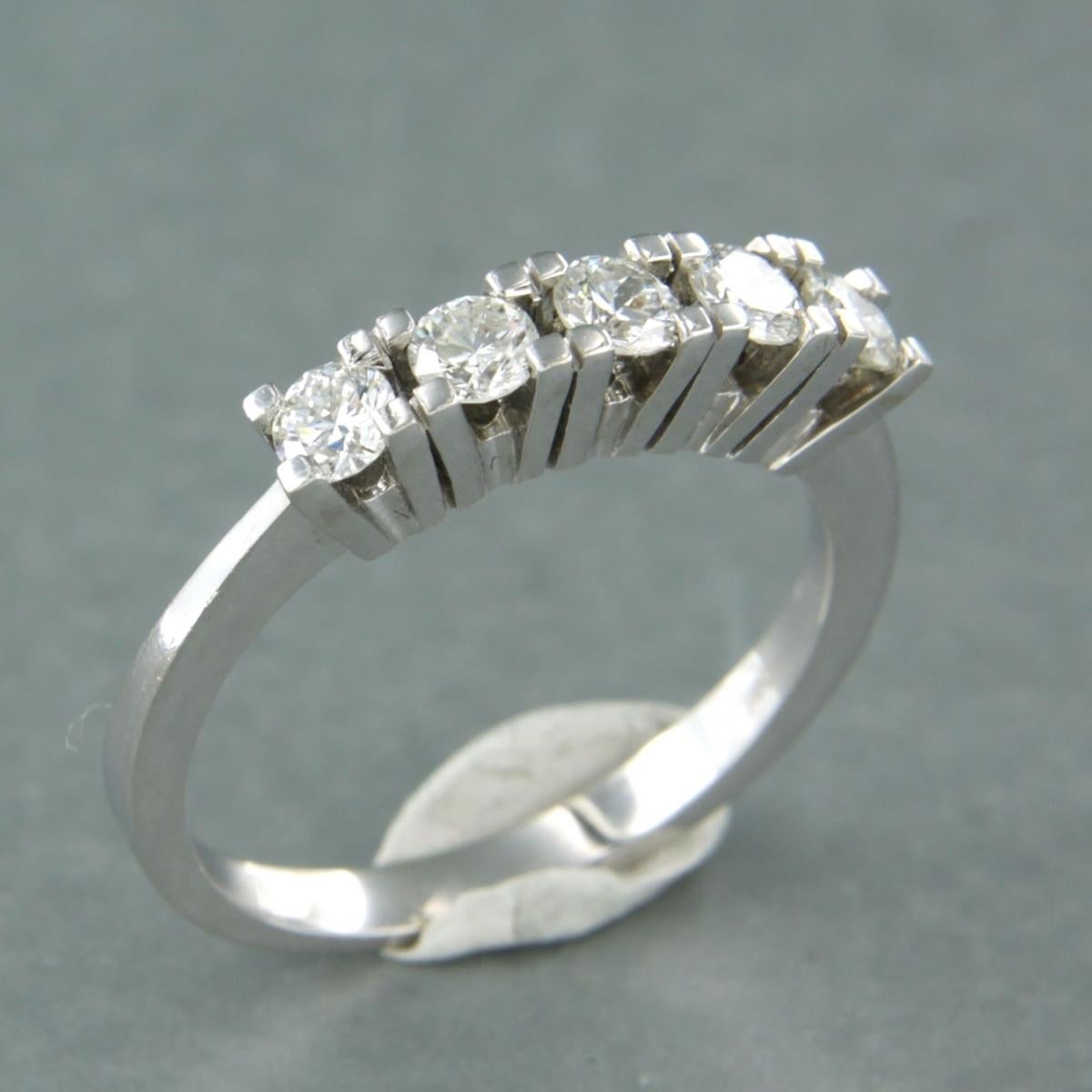 Riviera ring with brilliant cut diamonds up to 0.73ct 14k white gold For Sale 2