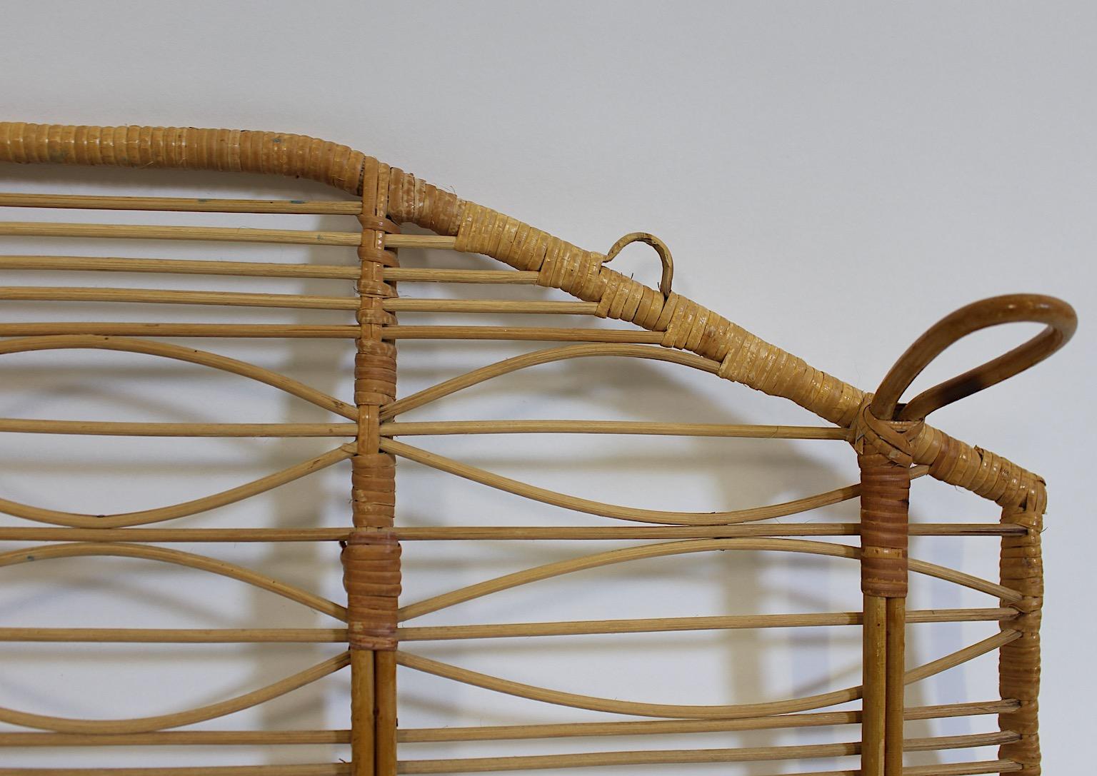 Riviera Style Organic Vintage Rattan Coat Rack with Five Hooks 1960s Italy For Sale 6