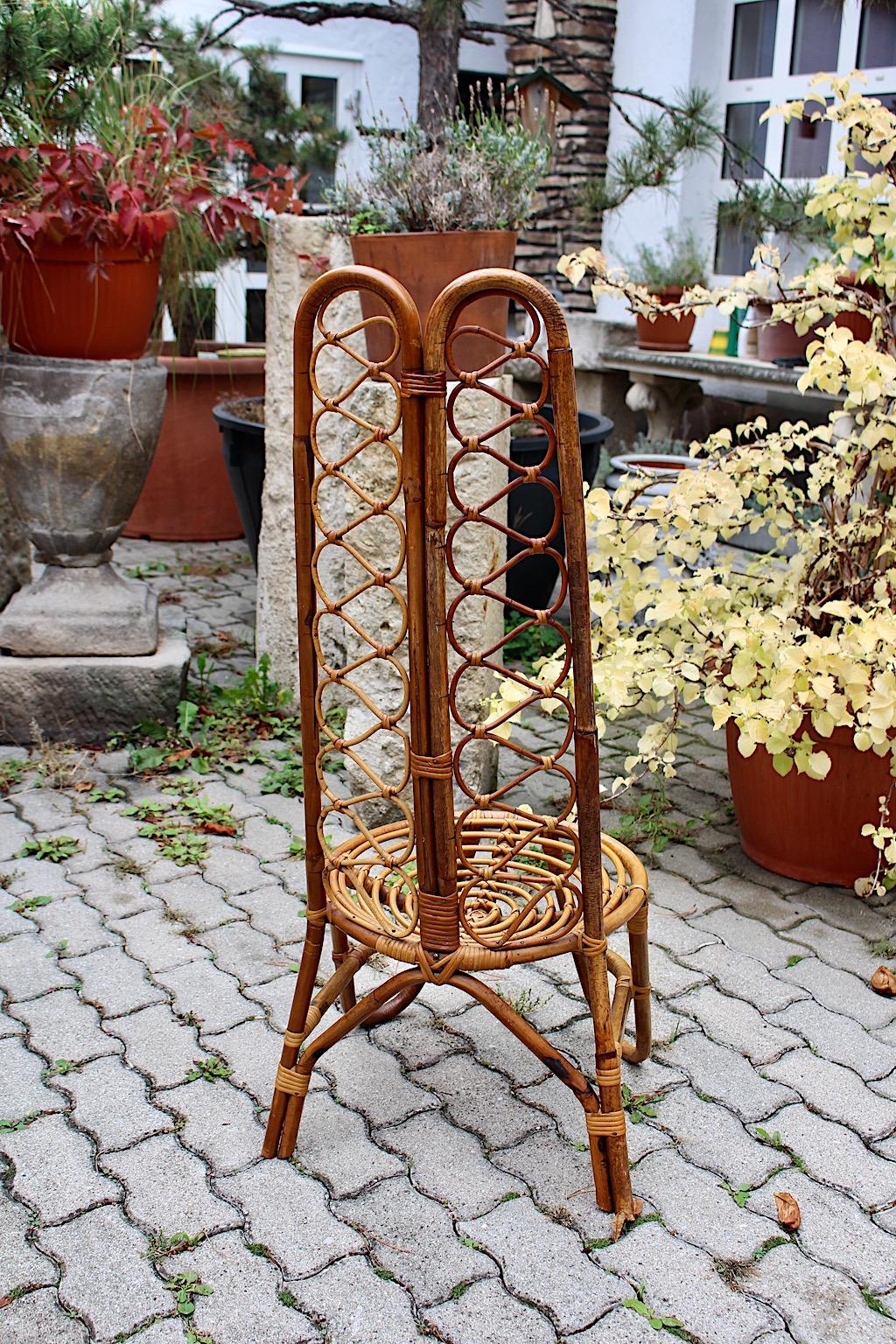 Riviera Style Organic Vintage Rattan Highback Side Chair Bonacina 1960s Italy In Good Condition In Vienna, AT
