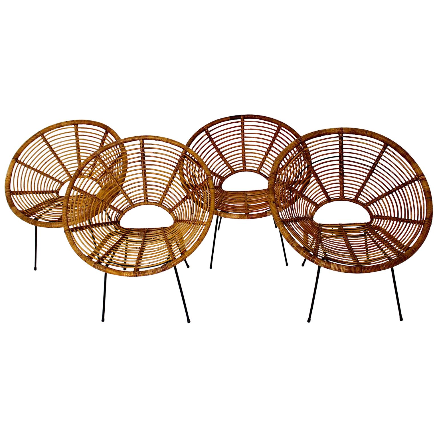 Mid Century Modern Vintage Rattan Patio Garden Chairs Roberto Mango