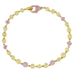 Rivire Bracelet en or 18 carats avec diamants arc-en-ciel d'un poids total de 3,55 carats