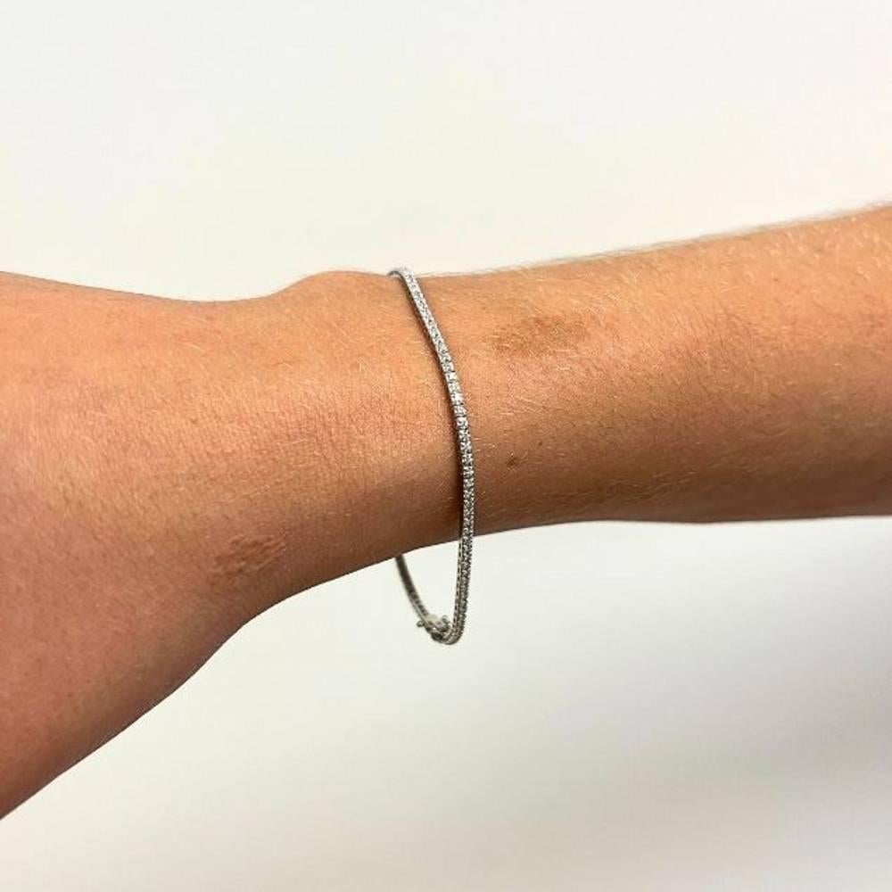 Taglio brillante Bracciale Riviere in oro bianco e diamanti