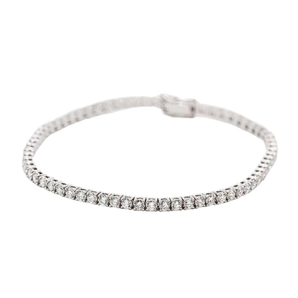 Riviere Bracelet in White Gold and Diamonds In New Condition For Sale In Barcelona, CT