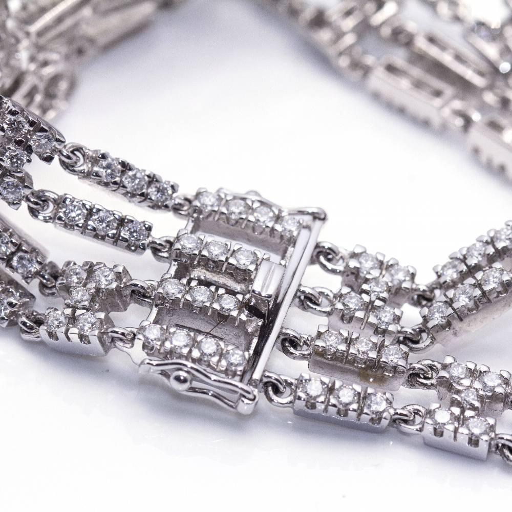Taglio brillante Bracciale The Row con 4 file di diamanti in vendita