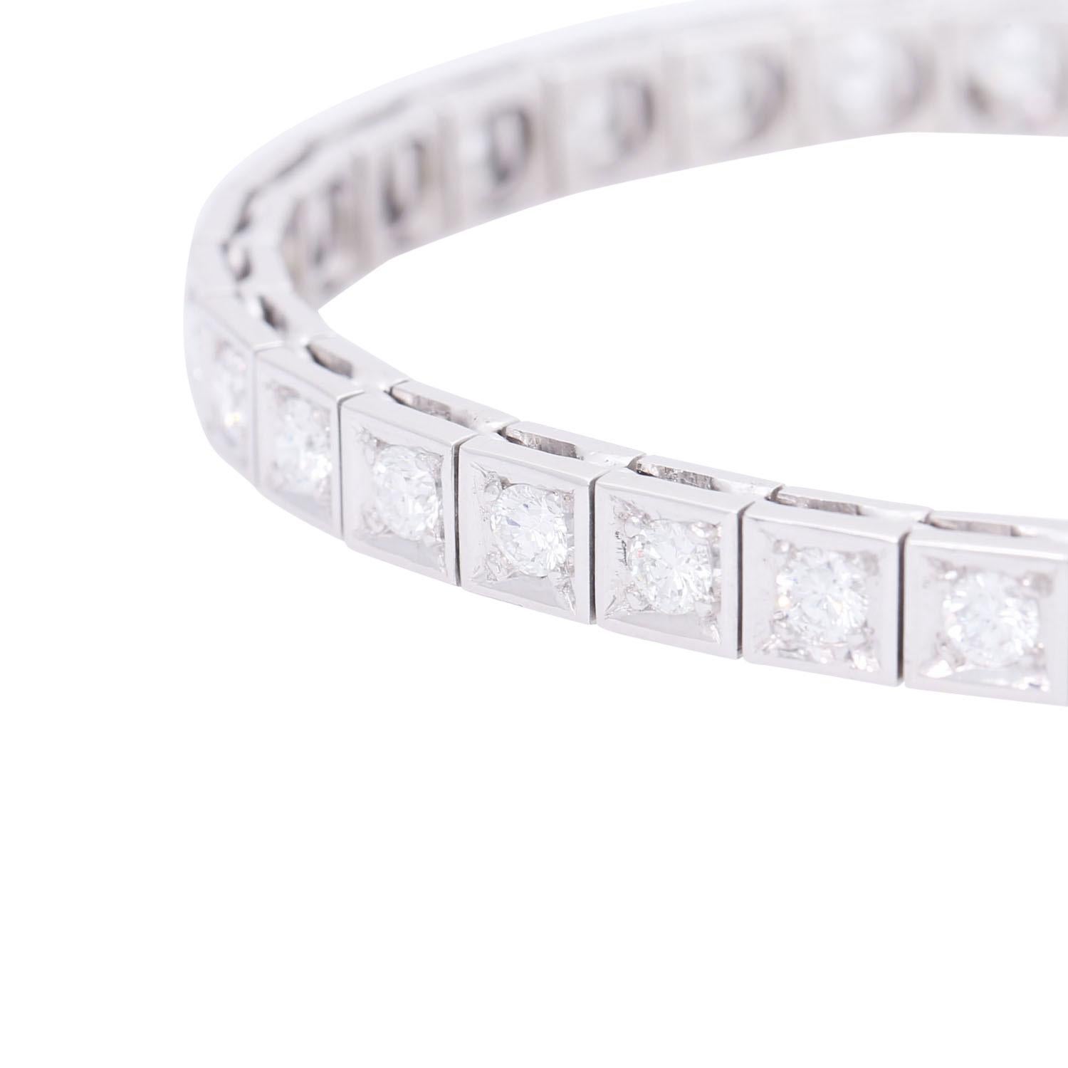 Brilliant Cut Riviere Bracelet with Brilliant-Cut Diamonds Totaling Approx. 3.02ct 'Engraved' For Sale