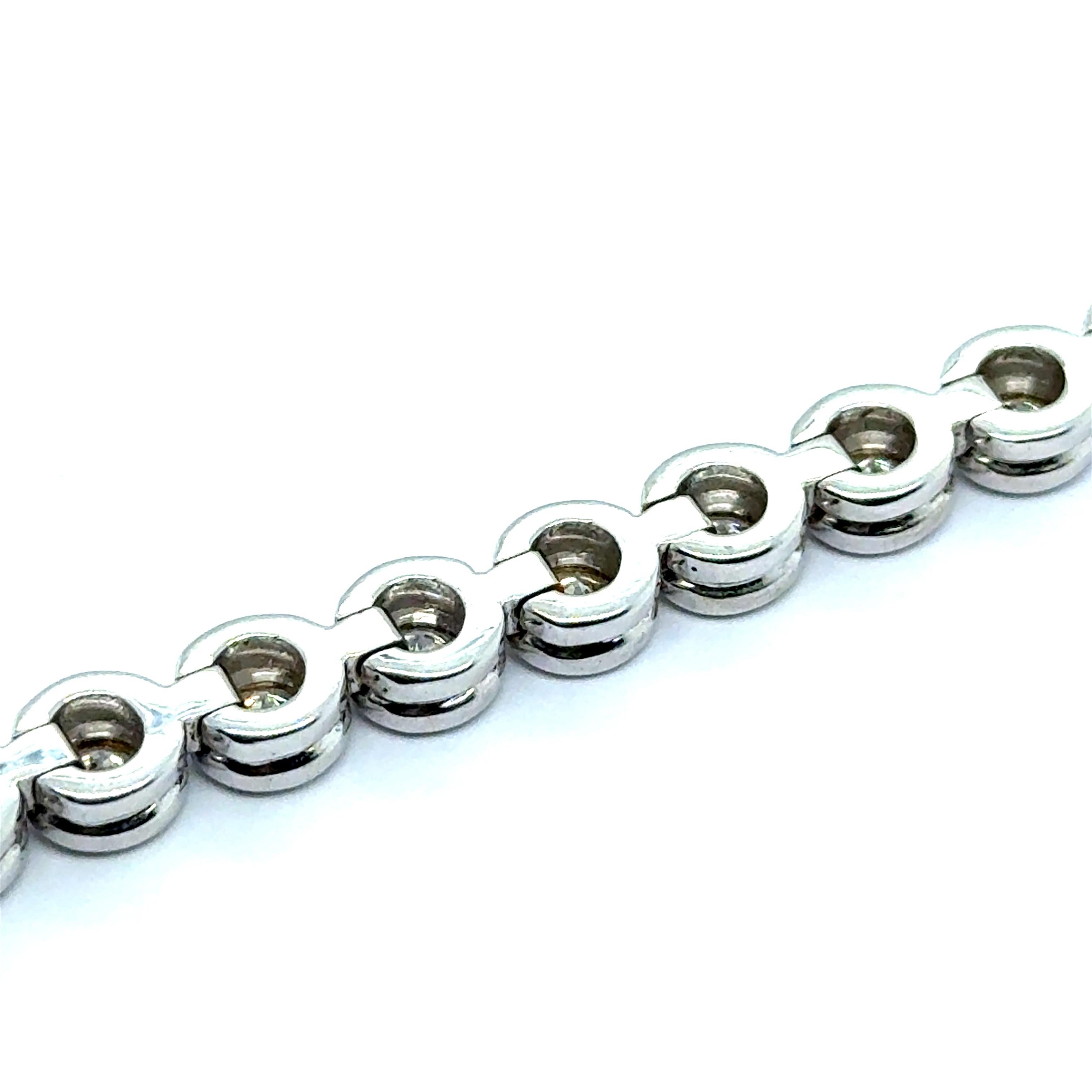 Riviere Bracelet with Diamonds in 18 Karat White Gold For Sale 2