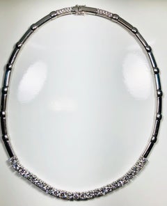 Riviere Brilliant Cut Diamonds Choker Necklace in 18 Karat White Gold