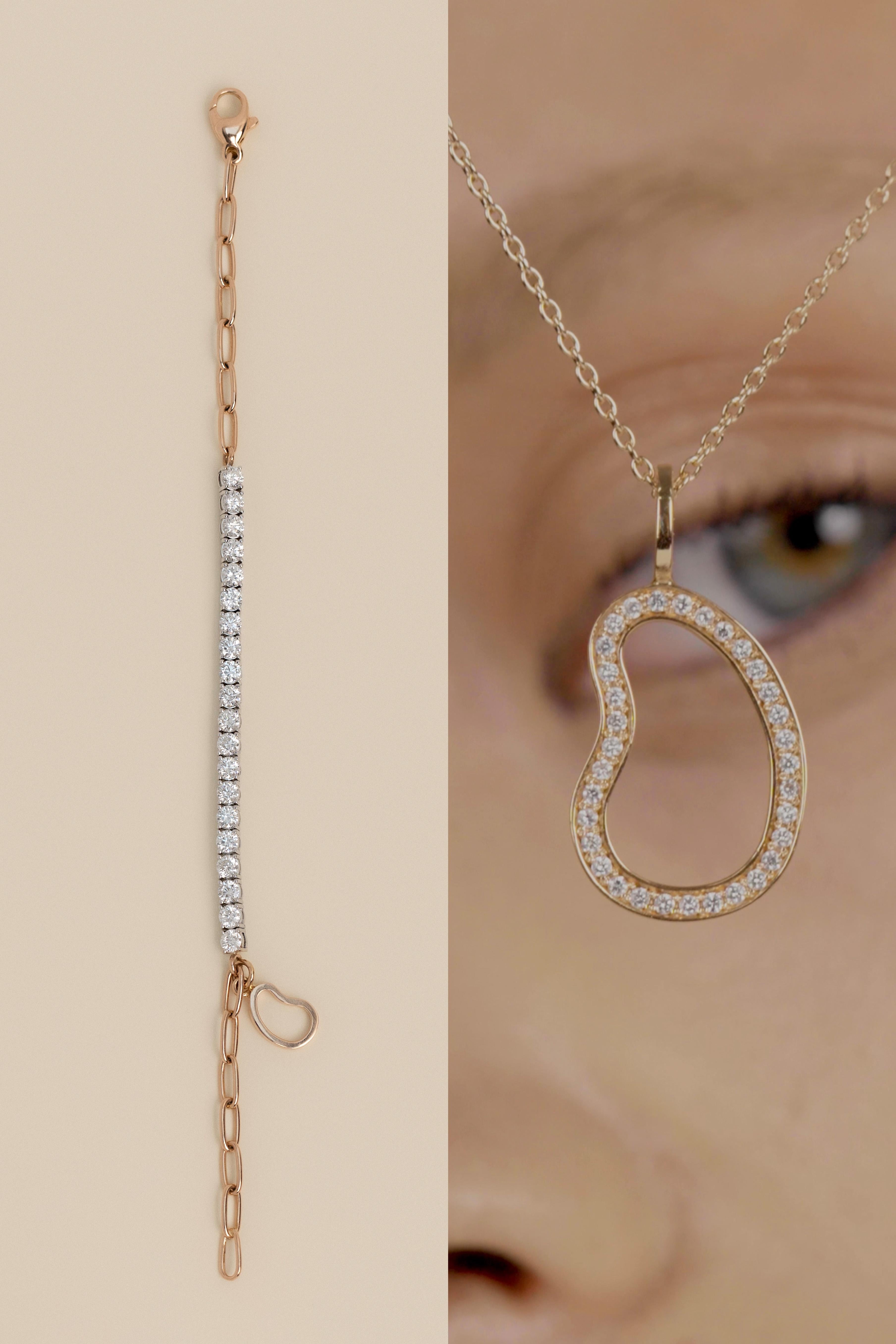 Taille brillant Rivière de lumière Or 18k & source éthique  Bracelet en diamant de 2,56 ct en vente