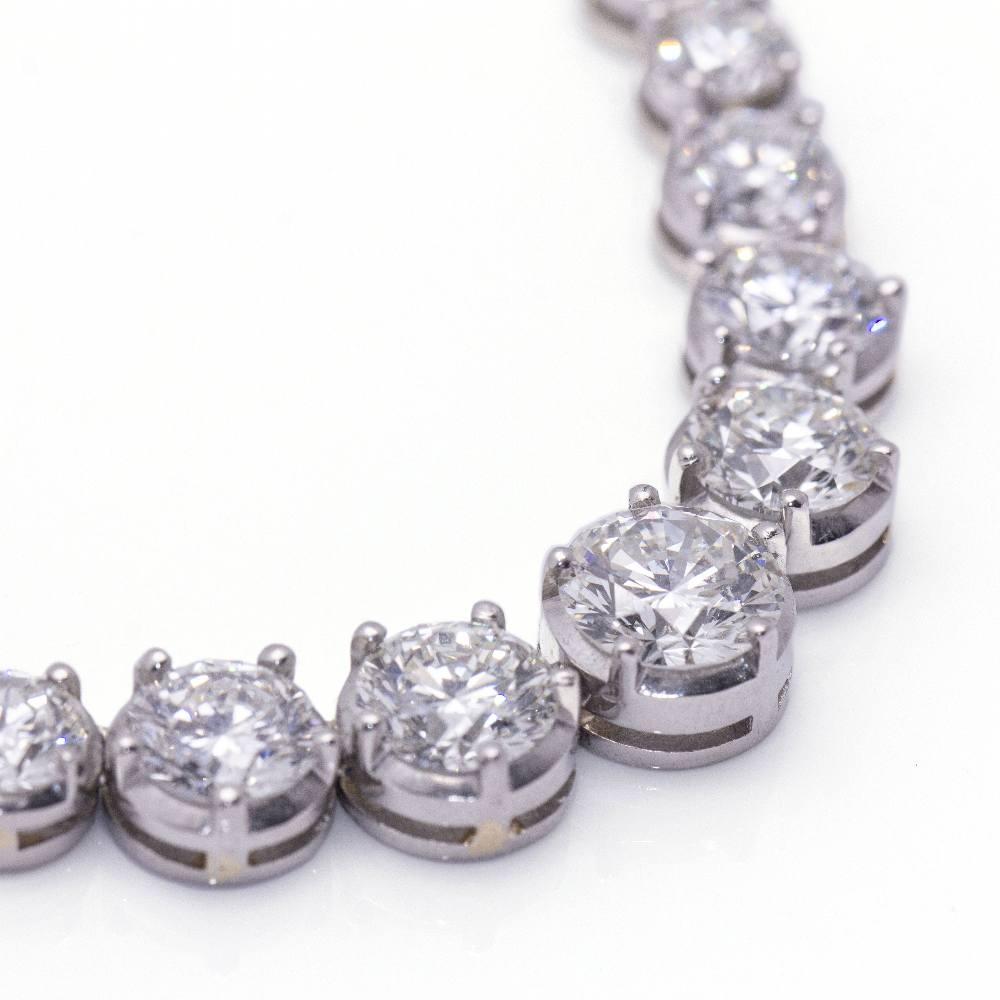 Women's Diamond Necklace : 89x Brilliant Cut Diamonds weighing a total of 24.22ct. : 18kt White Gold : 48.70 grams.  42cm in length  This item is in mint condition  Ref.D360623LF