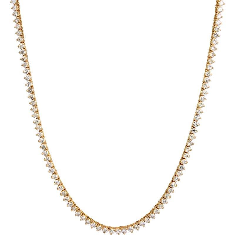 Collier Riviere en or jaune et diamants Excellent état - En vente à Surfside, FL