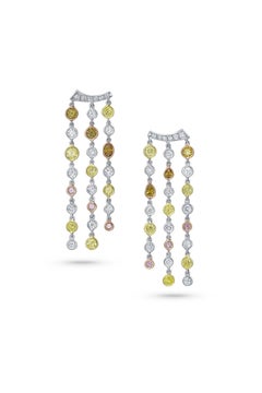 Boucles d'oreilles Rivieré en diamants multicolores