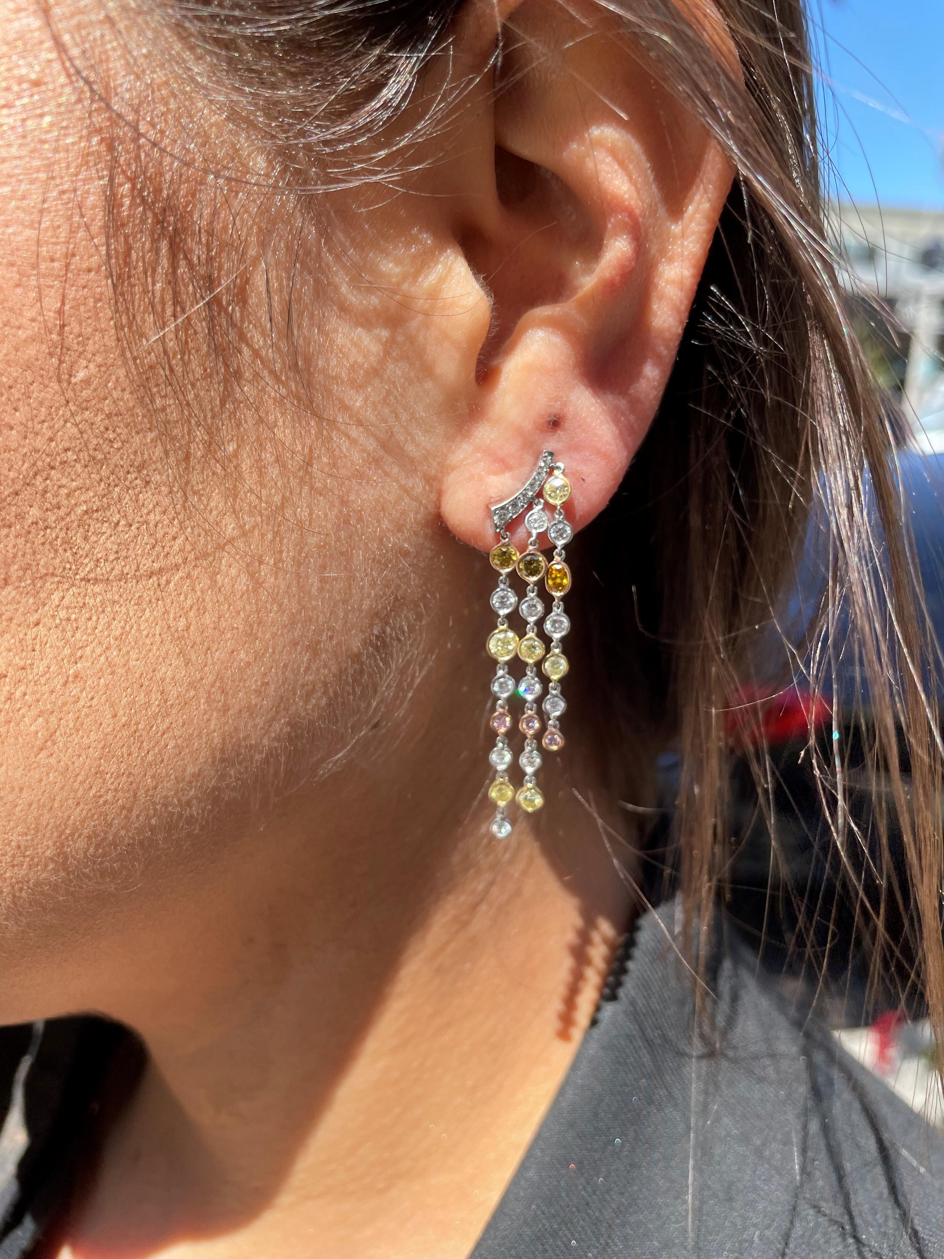 Rivieré Multicolor Diamond Earrings In Excellent Condition For Sale In La Jolla, CA