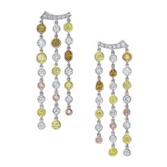 Boucles d'oreilles Rivieré en diamants multicolores