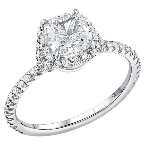 Rivière Platinum 1.20 Carat Cushion-Cut Diamond Ring, GIA Certified For Sale