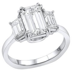 Riviere Platinum 2.01 Carat Emerald-Cut Diamond Ring, GIA Certified
