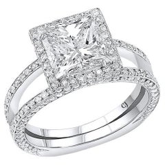 Rivière Platinum 2.19 Carat Princess Cut Diamond Split Shank Ring, GIA Certified