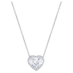 Rivière Platinum 4.03 Carat Heart-Shaped Diamond Halo Necklace GIA Certified