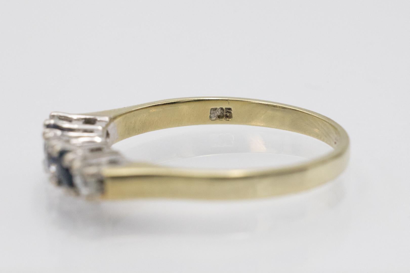 Anillo Rivière con zafiros y diamantes talla antigua. en venta 3