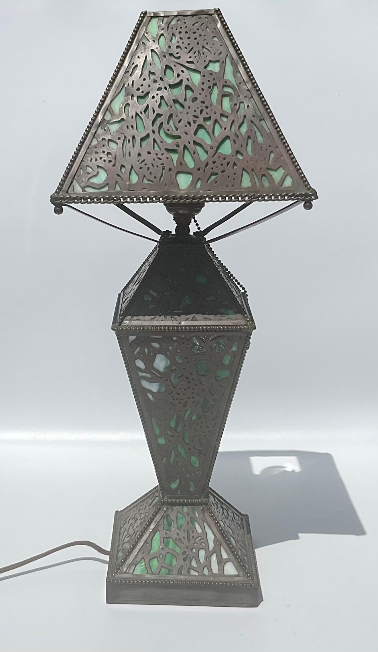 Rivière Studios Grapevine Pattern Early Art Nouveau Panel Lamp For Sale 1