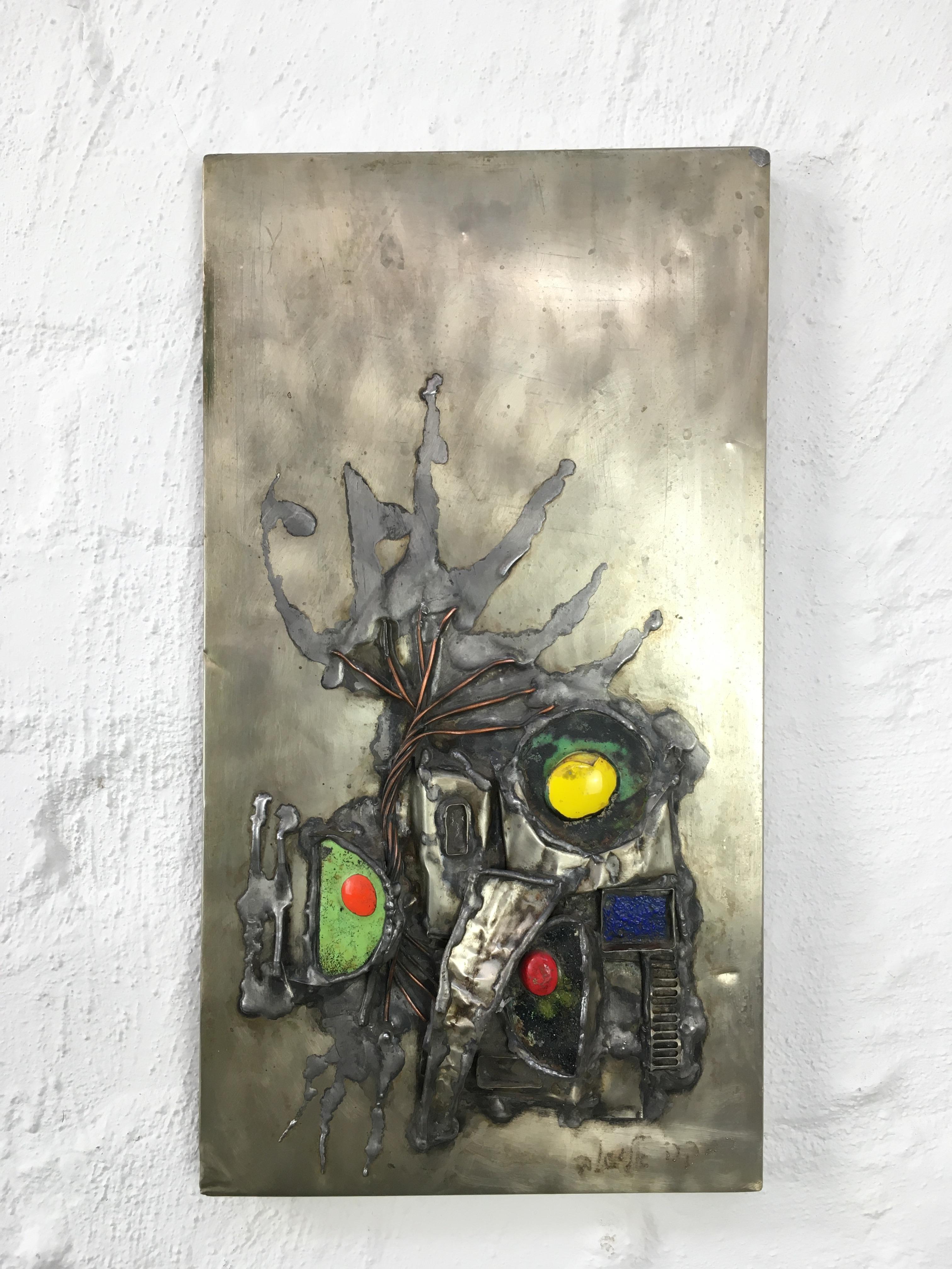 Rivka Eliav Brutalist Copper, Enamel and Stainless Steel Wall Panel III 1960s In Good Condition In Melbourne, AU