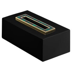 Rivoli Black Tissue Box Large in Lacquer 
Brass, Viya By Vikram Goyal