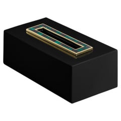 Rivoli Black Tissue Box Large in lacca e ottone, Viya By Vikram Goyal