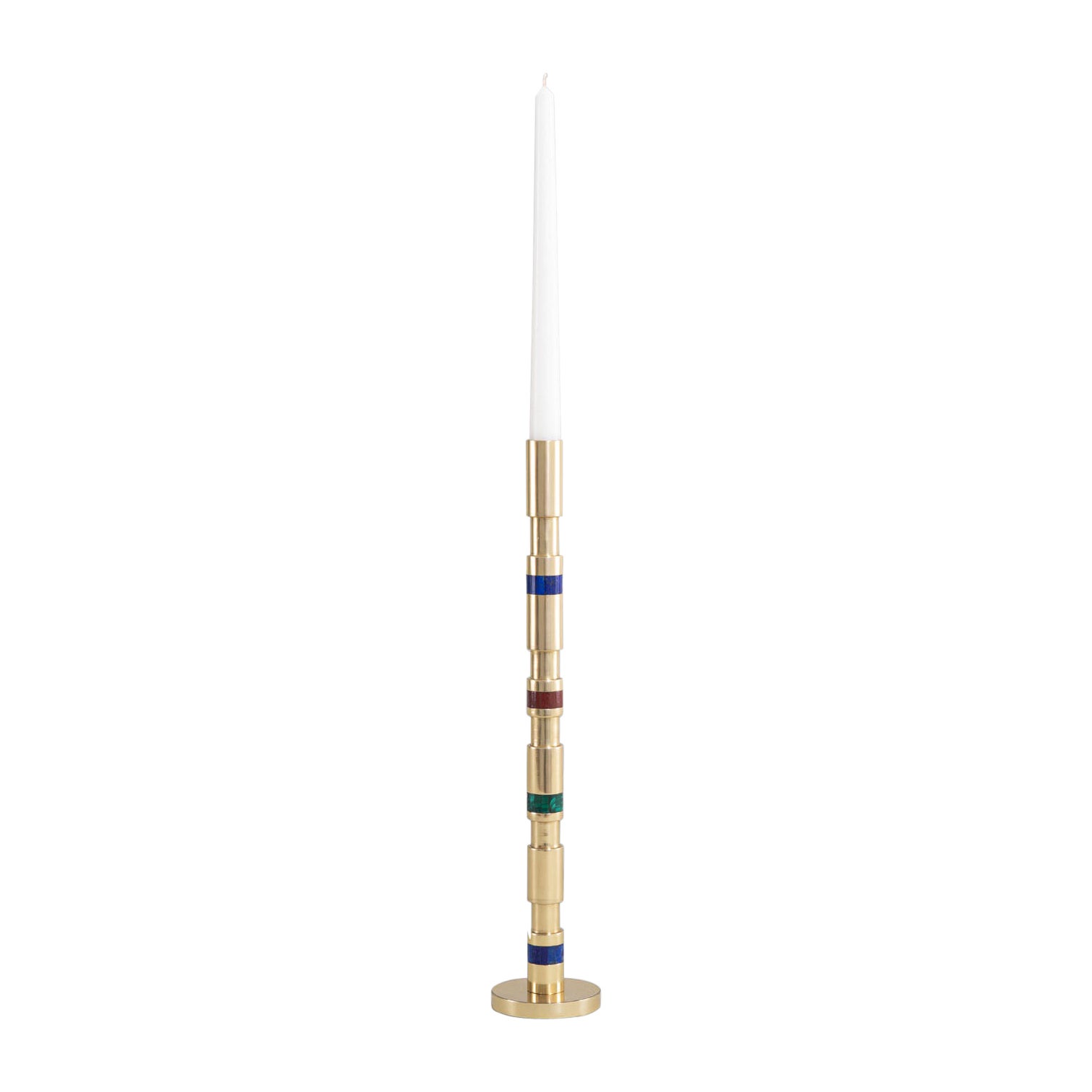 Rivoli Candle Holder in Brass with Precious Stone, Viya by Vikram Goyal