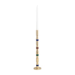 Rivoli Candle Holder in Brass with Precious Stone, Viya by Vikram Goyal