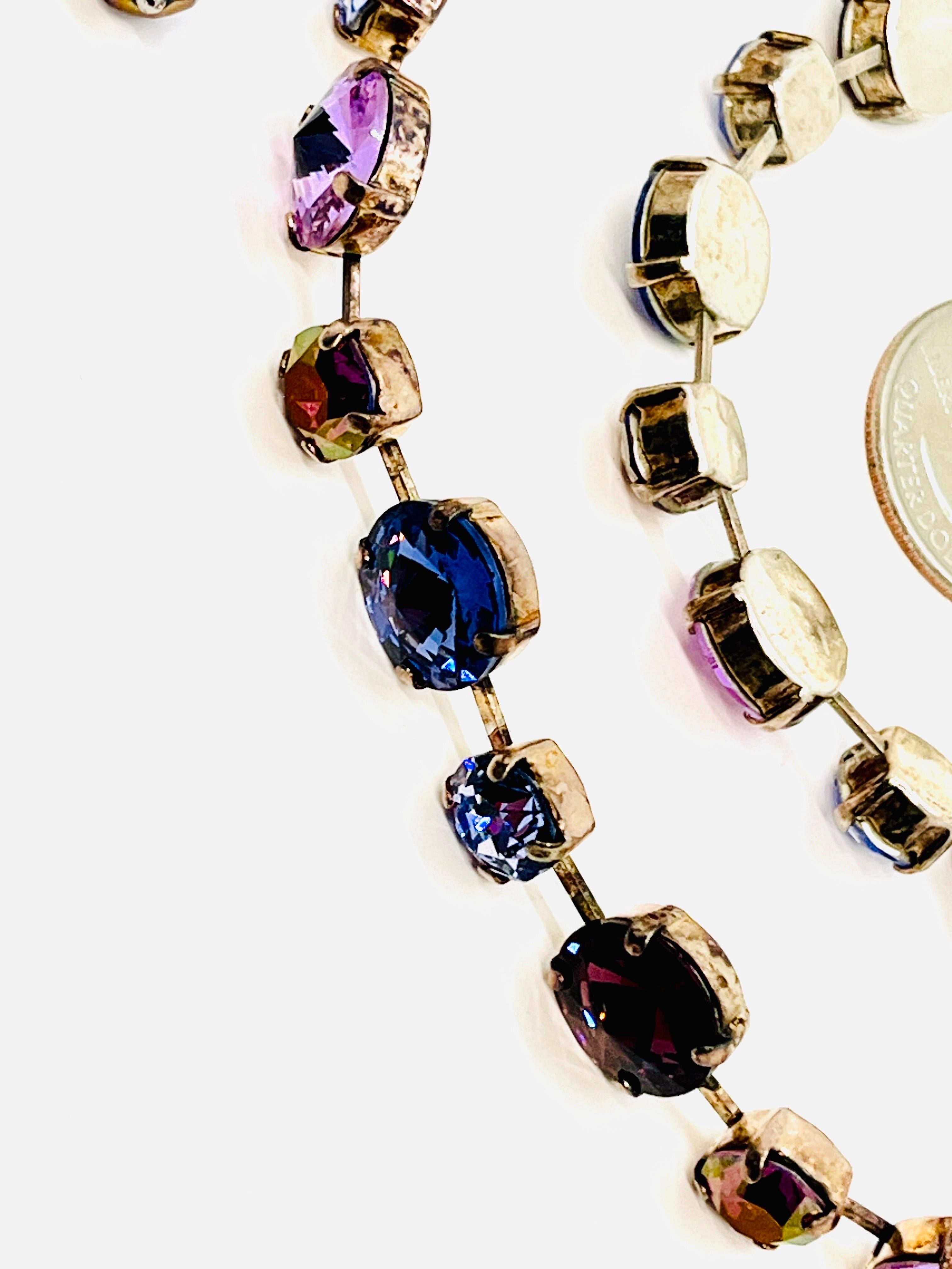 Rivoli Crystal Rhinestone Necklace/ Bracelet Set; Purple, Lavender, Periwinkle For Sale 5