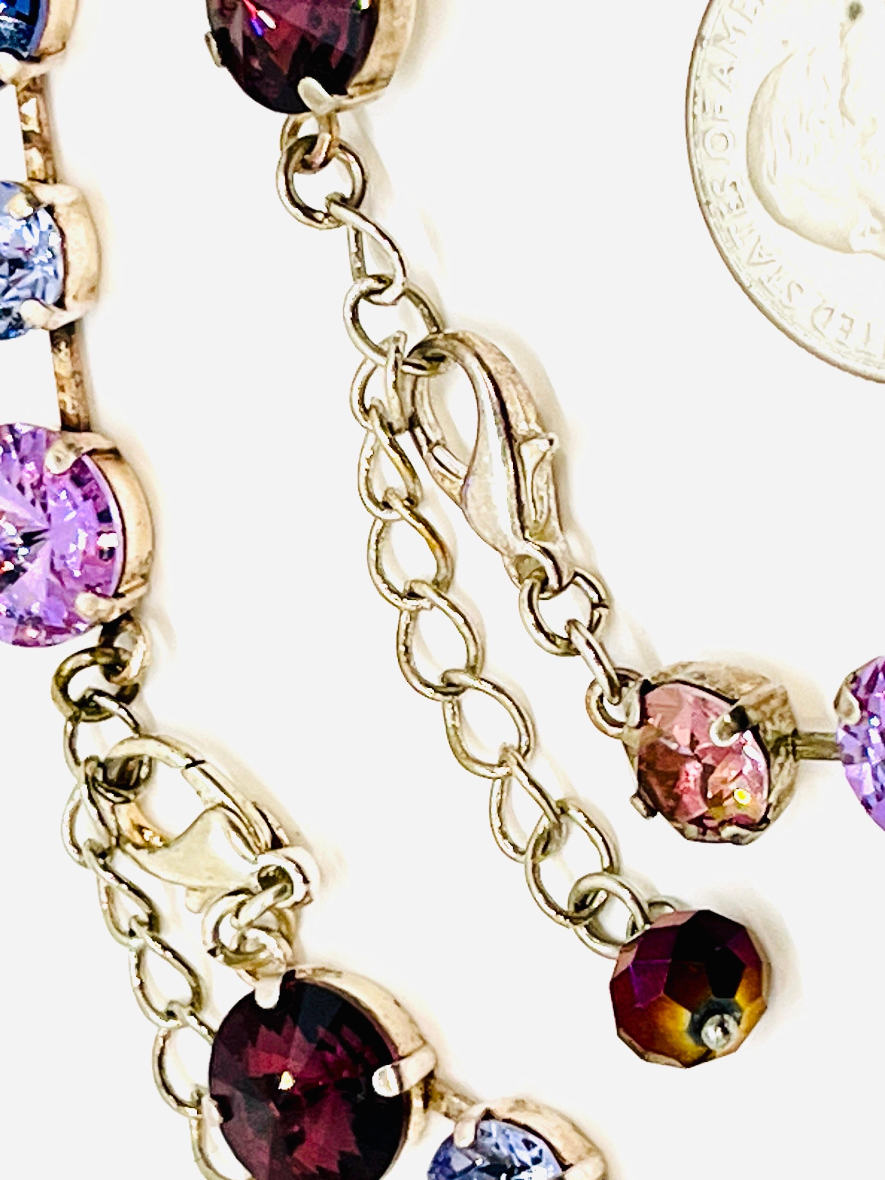 Rivoli Crystal Rhinestone Necklace/ Bracelet Set; Purple, Lavender, Periwinkle For Sale 1