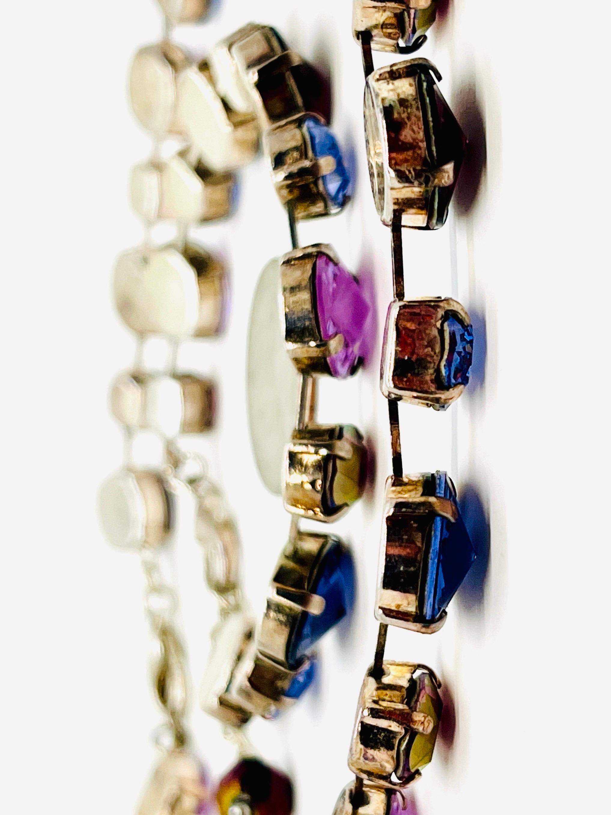 Rivoli Crystal Rhinestone Necklace/ Bracelet Set; Purple, Lavender, Periwinkle For Sale 4