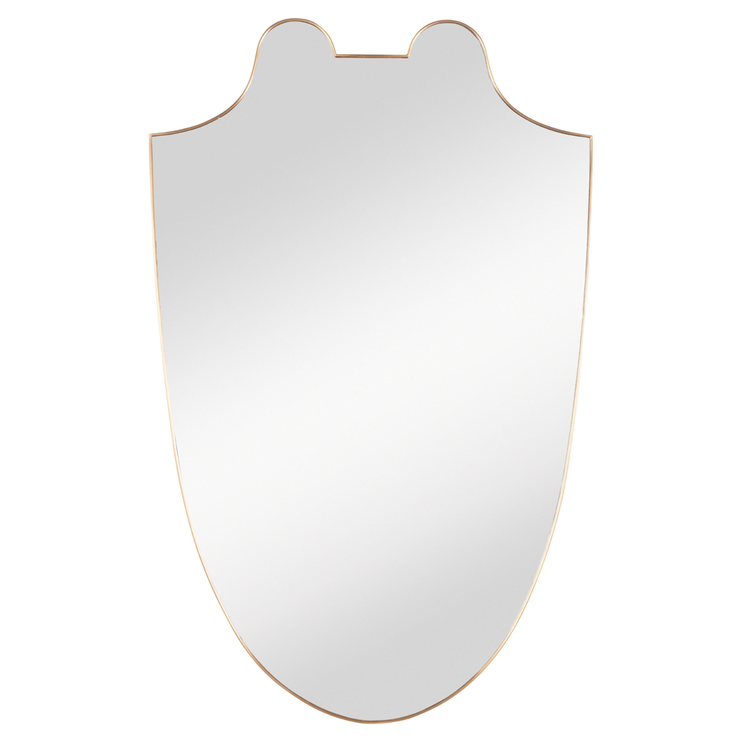 Specchio a scudo Rivoli - Ottone italiano vintage in vendita