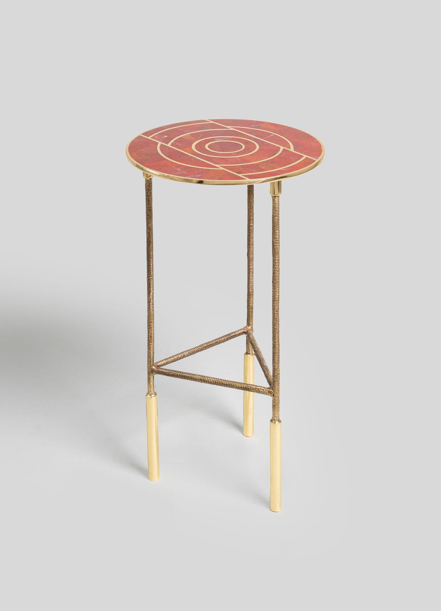 Ottone Tavolino Rivoli in ottone e pietra semipreziosa, Viya by Vikram Goyal in vendita