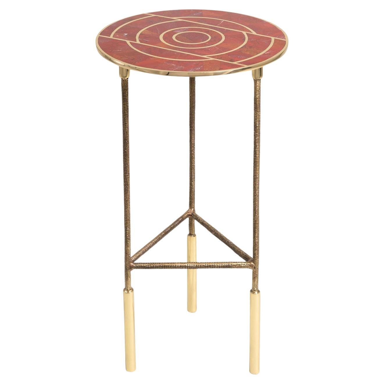 Rivoli Side Table Large in Brass & Semi Precious Stone, Viya by Vikram Goyal