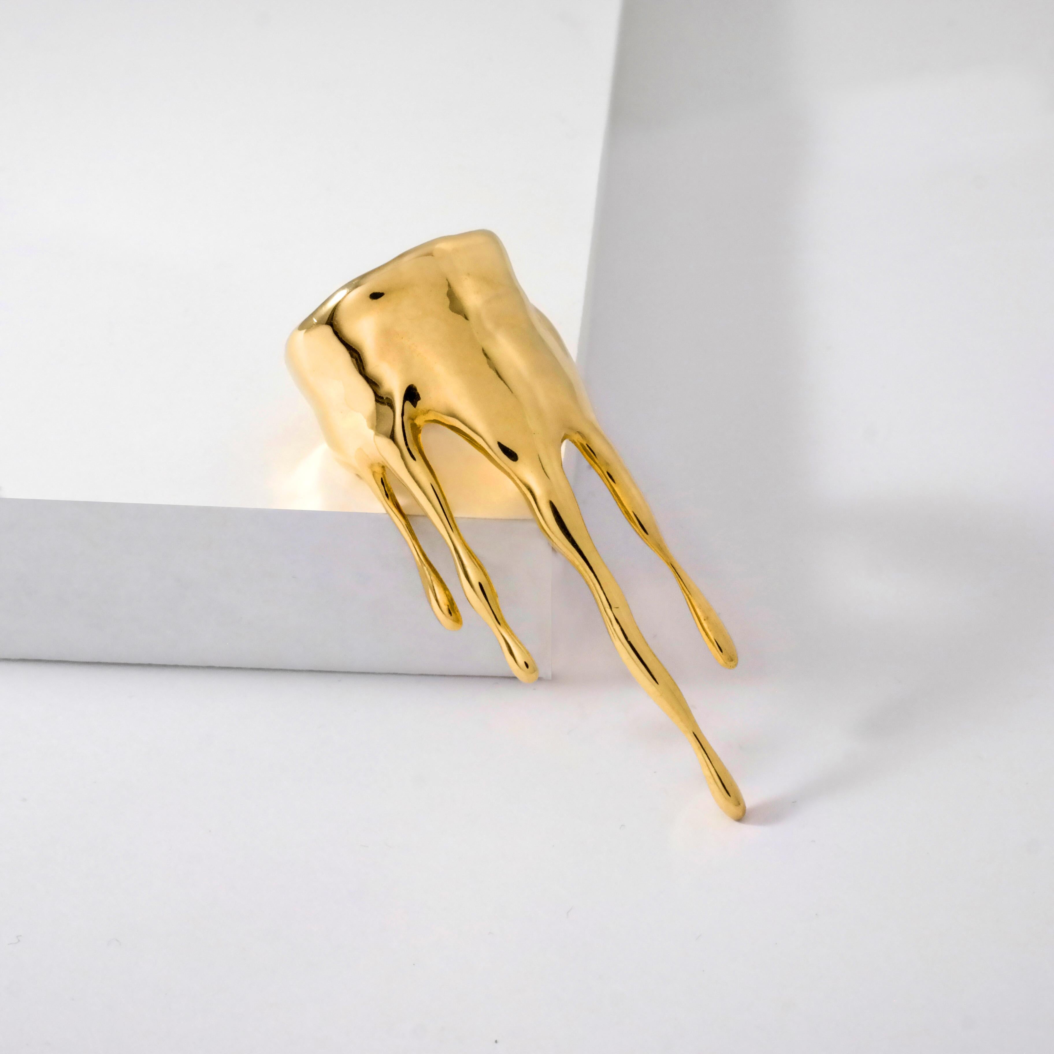 For Sale:  Dripping 24k Gold Vermeil Rivulets Ring 2