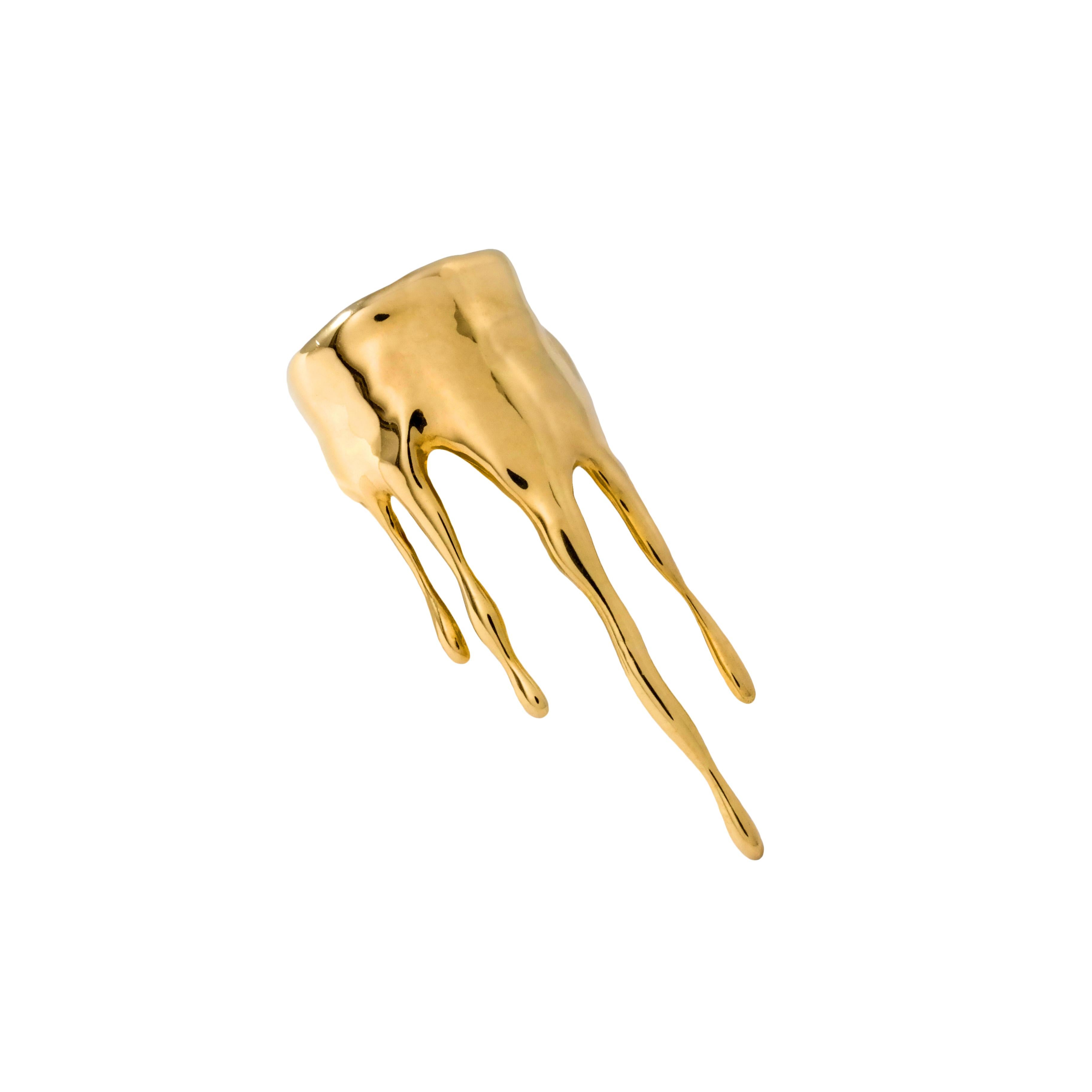 For Sale:  Dripping 24k Gold Vermeil Rivulets Ring