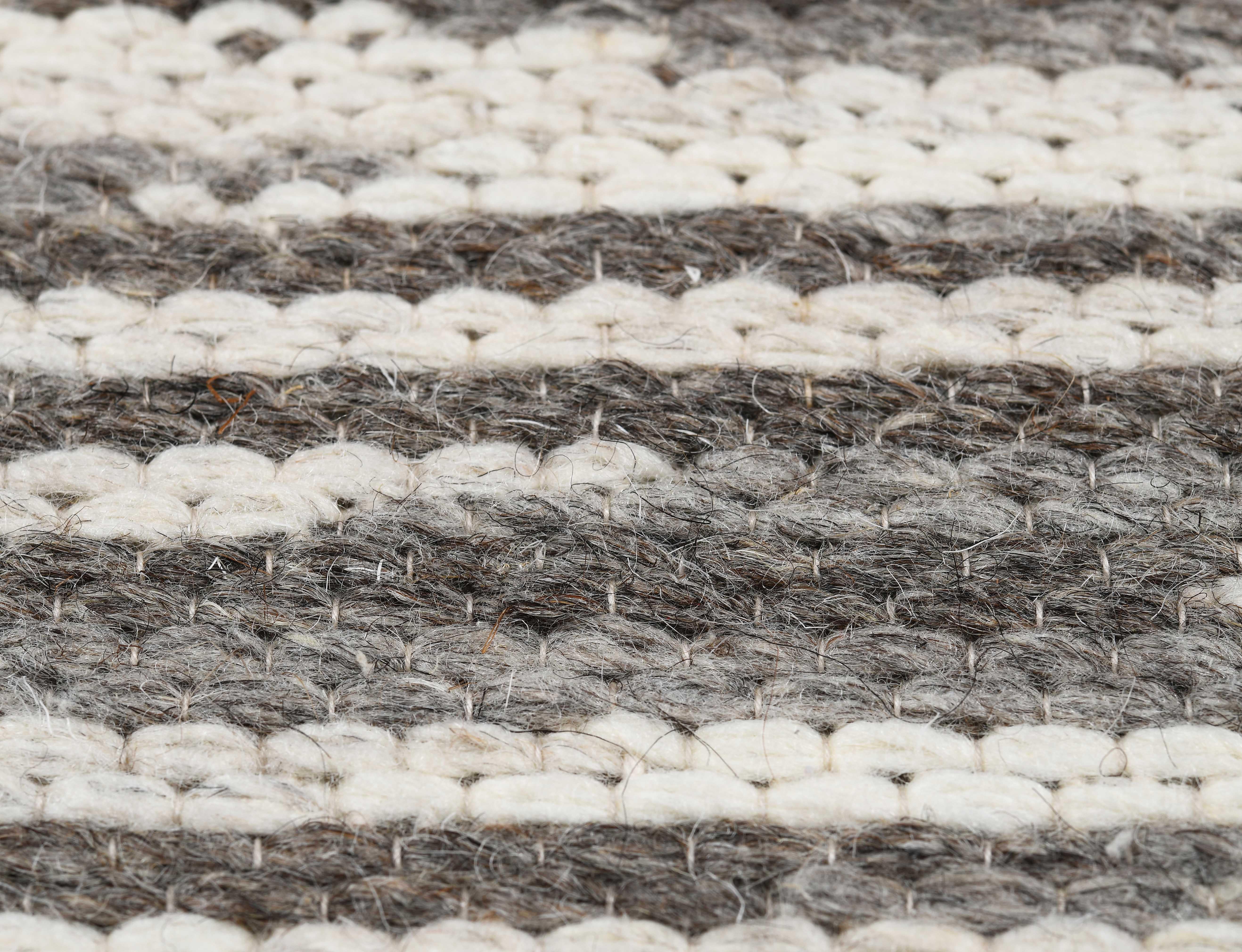 Indian Rivus, Grey, Handwoven Face 60% Undyed NZ Wool, 40% Undyed MED Wool, 6' x 9' For Sale