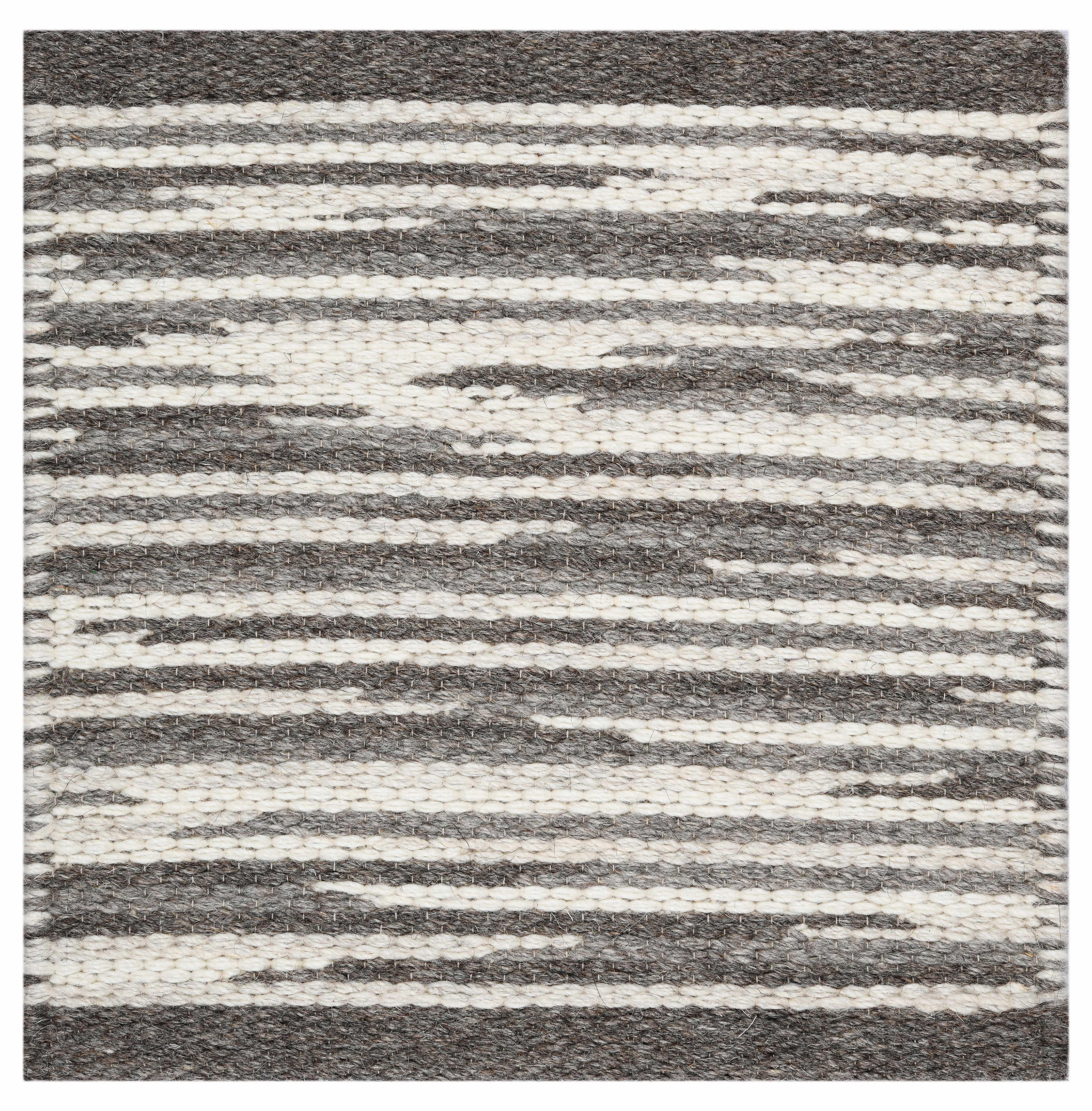 Contemporary Rivus, Grey, Handwoven Face 60% Undyed NZ Wool, 40% Undyed MED Wool, 6' x 9' For Sale