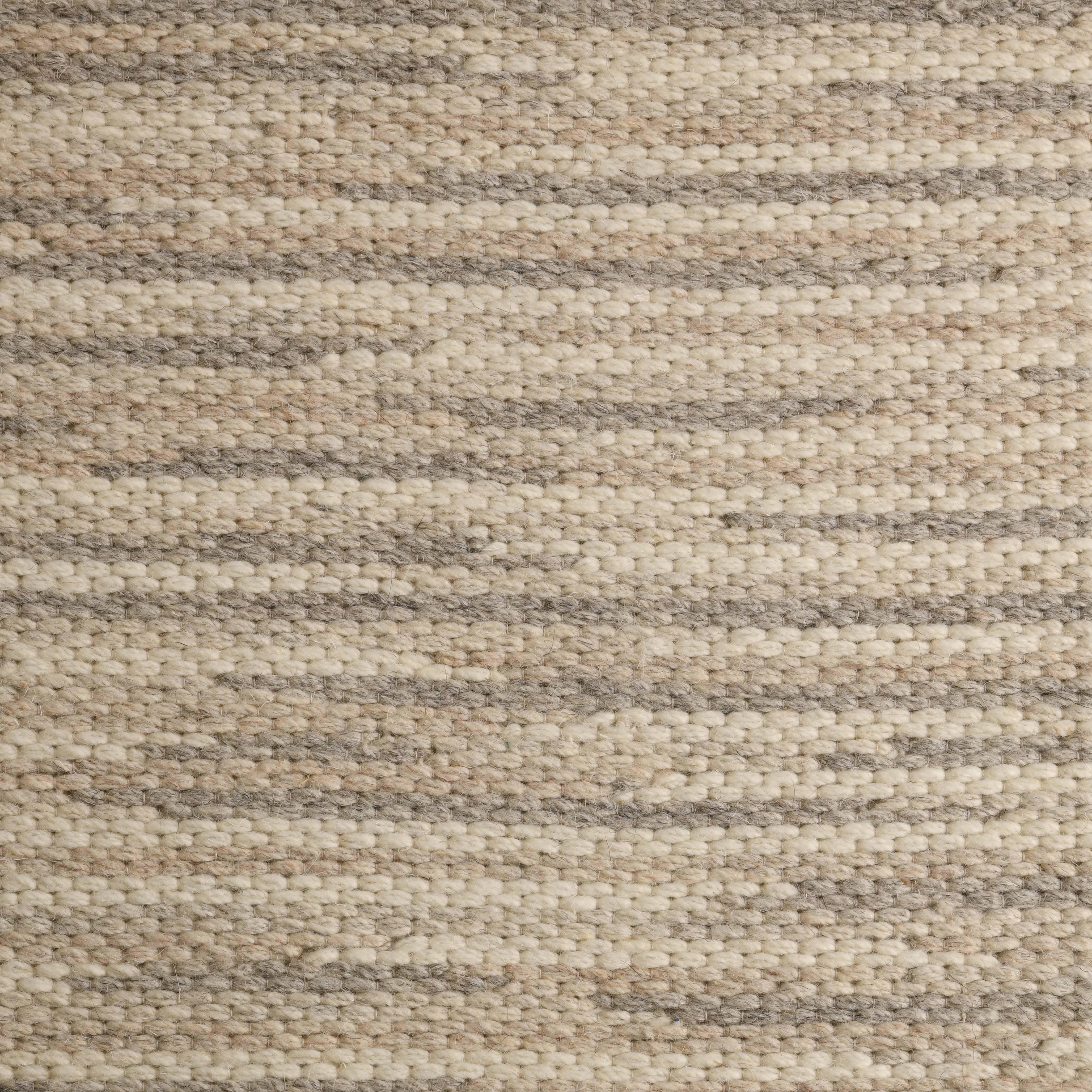 Contemporary Rivus, Stone, Handwoven Face 60% Undyed NZ Wool, 40% Undyed MED Wool, 6' x 9' For Sale