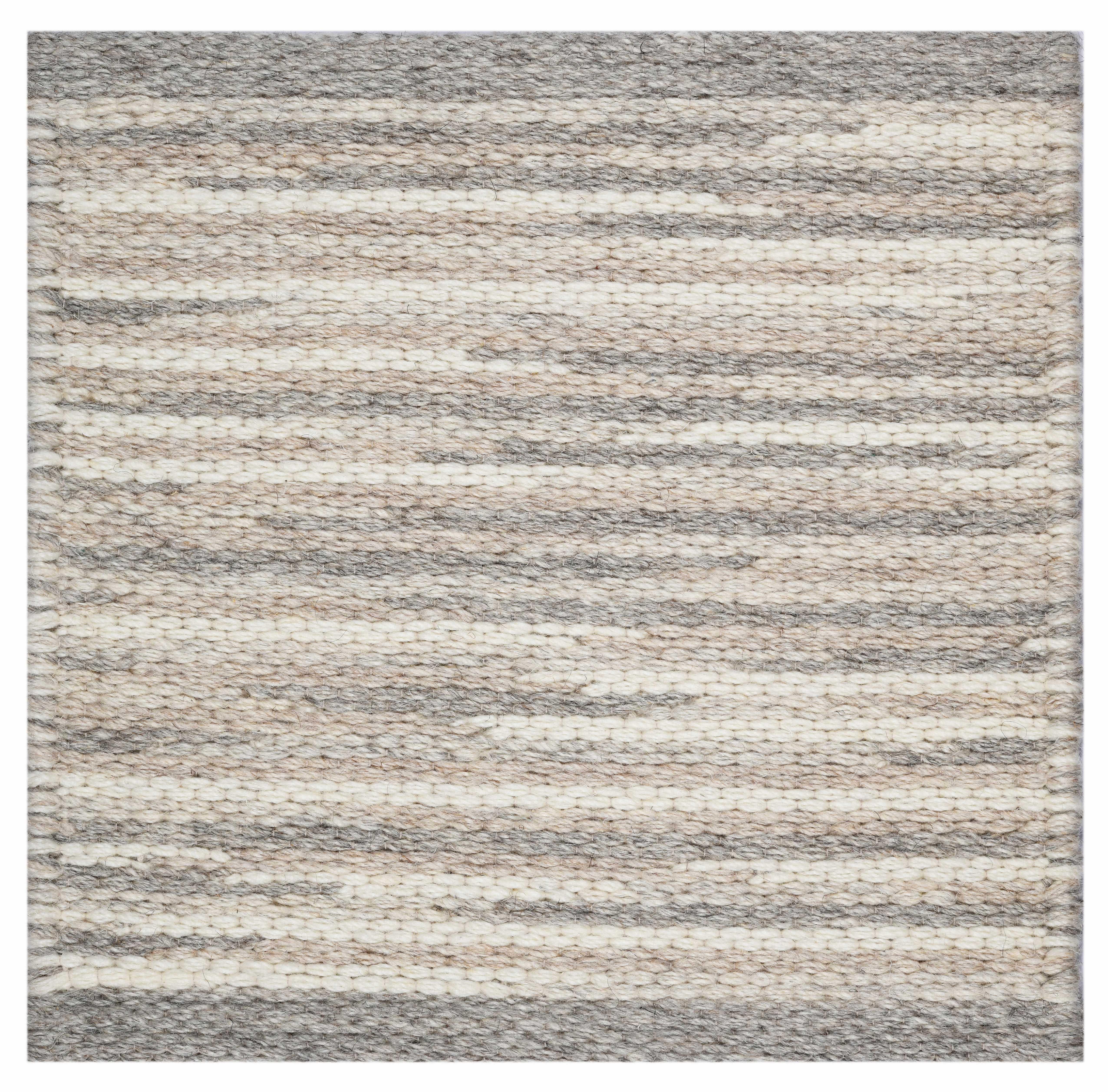 Contemporary Rivus, Stone, Handwoven Face 60% Undyed NZ Wool, 40% Undyed MED Wool, 8' x 10' For Sale