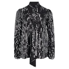 Rixo Moss Tie-Neck Striped Sequin-Embellished Top