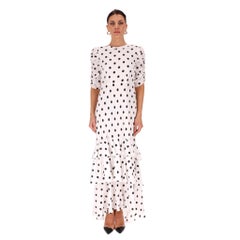 Rixo Polka-Dot Silk Blend Ruffled Maxi Dress