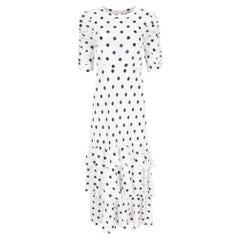 Rixo Polka-Dot Silk Blend Ruffled Maxi Dress