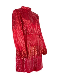 Rixo Women's Sequinned High Neck Mini Dress
