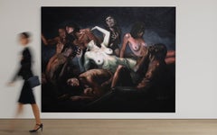 "A Place Where Love Goes to Die" Massive Expressionist Oil Painting, Nude Women