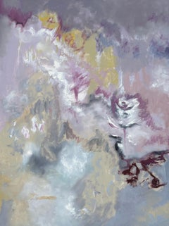 "Behind Her Stonewall" - Abstrakte Mischtechnik in Pastell- und Erdtönen - Rose