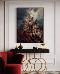 "Legion of Arm Hunters" - Surrealist Oil Figurative Expressionist Fighting Scene