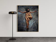 "Savior" - Symbolic Religious Contemporary Realism Figurative Nude Oil Painting