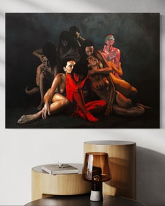"Stages of Grief" by Rizaldy - Disrupted Realism Dark Figurative Nude Painting